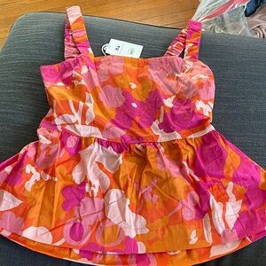 Peplum breezy Vibrant Floral Women's Blouse